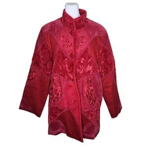 Vintage 90s Chinese Kimono Style Thick Jacket Womens Size XL Red